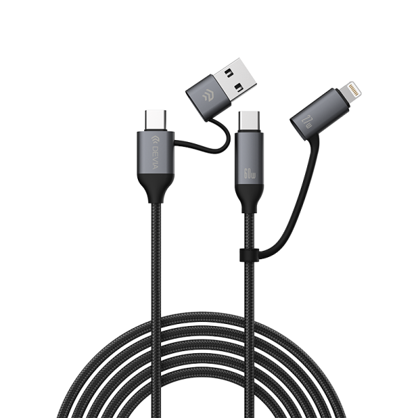 4-in-1 Fast Charging Cable USB-A / USB-C to USB-C / Lightning, 1.5 m (1 pc) – Extreme Speed Series by DEVIA