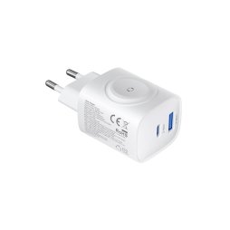 Ultra 1 2-in-1 AC Adapter / USB-C & USB-A + Magnetic Wireless Charger 3A/5V PD+QC GaN - Devia