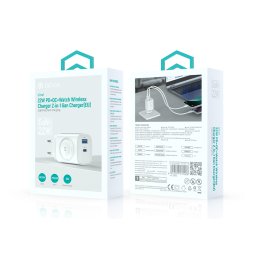 Ultra 1 2-in-1 AC Adapter / USB-C & USB-A + Magnetic Wireless Charger 3A/5V PD+QC GaN - Devia