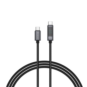 USB-C To USB-C PD 60W Fast Charging Cable With Digital Display 1.2M (1pc) - Extreme Speed Series By Devia