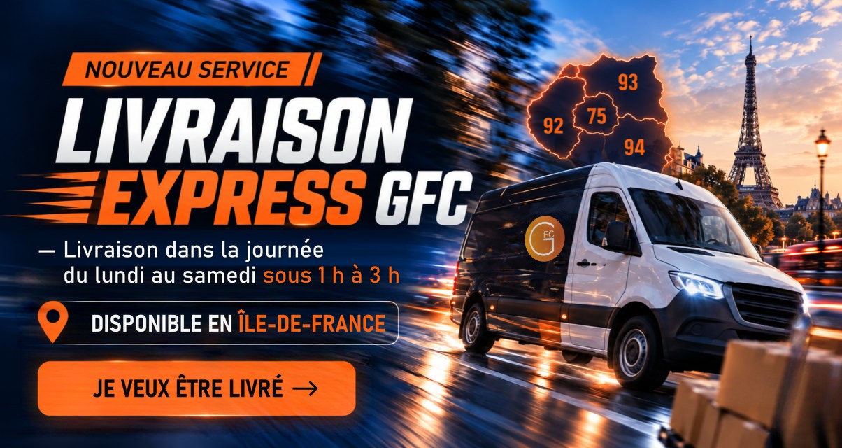 Nouveau service : Livraison Express GFC, livraison dans la journée du lundi au samedi sous 1 h à 3 h, disponible en Île-de-France — Je veux être livré